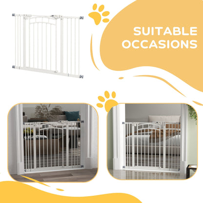 PawHut Pressure Fit Stair Gate, Dog Gate With Auto Closing Door for Small, Medium Dog, Easy Installation, for Width 74 to 100cm