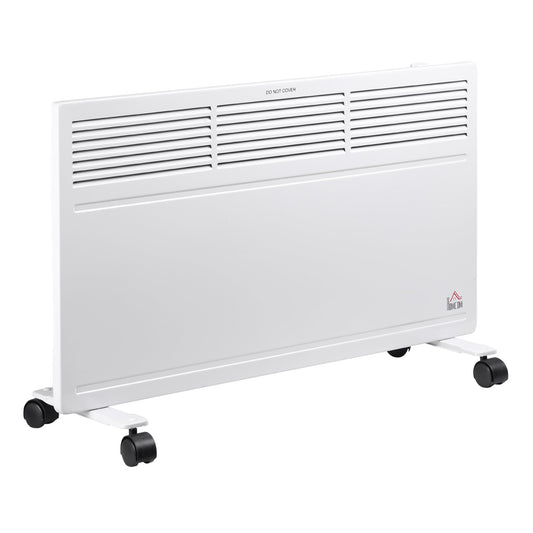 HOMCOM Convector Radiator Heater Freestanding or Wall-mounted Portable Electric Heating with 2 Heat Settings, Adjustable Thermostat and Safety Cut-Off, White