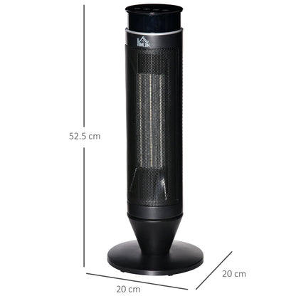 HOMCOM 21 Inch Space Heater, 1000W/2000W Ceramic Electric Heater and Fan, Overheating & Tip-Over Protection, 8H Timer, 42 Oscillation, Portable Heater for Home