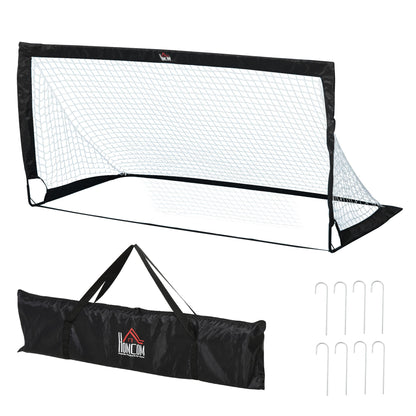 HOMCOM Set of 2 Football Goal Net 6 x 3 ft Foldable Outdoor Sport Training Teens Adults Football with Carrying Bag Black