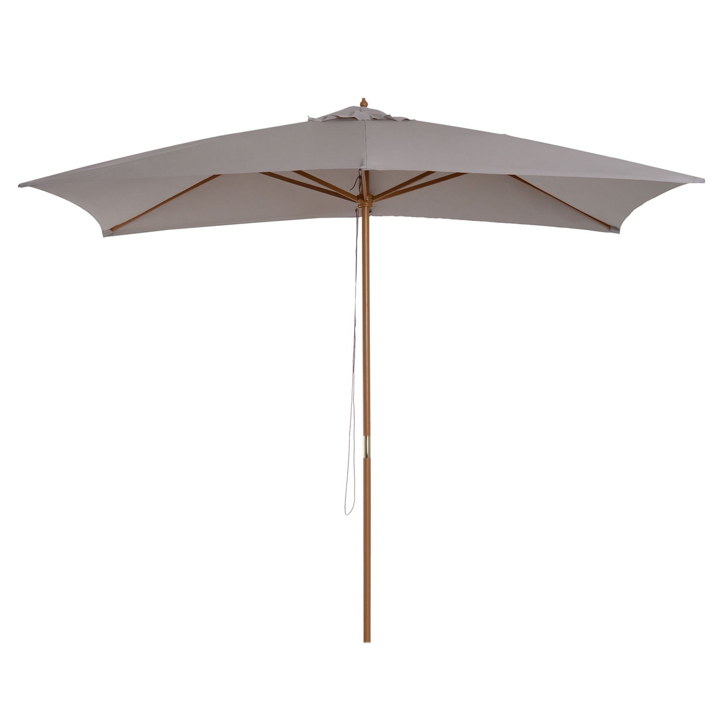 Outsunny 2 x 3m Wooden Garden Parasol Umbrella Outdoor Sun Shade Canopy, Table Market Umbrella with Vent, 38 mm Pole, Rope Pulley Mechanism, Light Grey