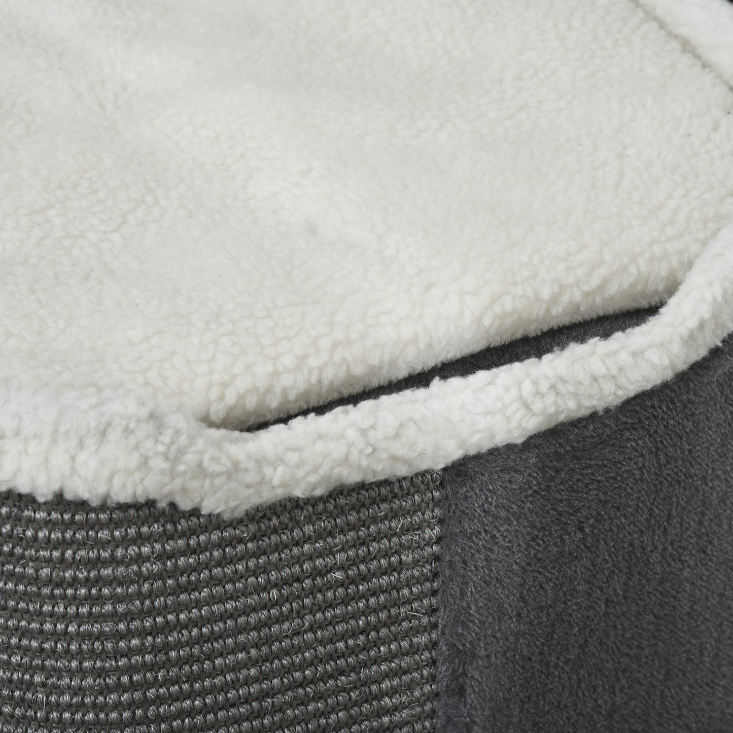 PawHut Sisal Cat Barrel with Soft Plush & Lamb Fleece Grey