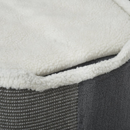 PawHut Sisal Cat Barrel with Soft Plush & Lamb Fleece Grey