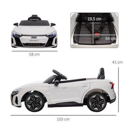 HOMCOM Audi Licencjonowany elektryczny jeździk dla dzieci 12 V, z pilotem, zawieszeniem, światłami, muzyką i silnikiem – biały
