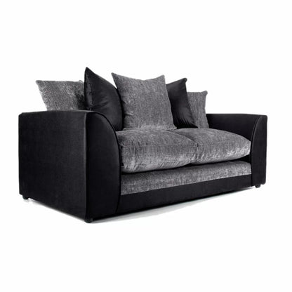 Dylan Chenille Fabric Corner Sofa in Black and Grey