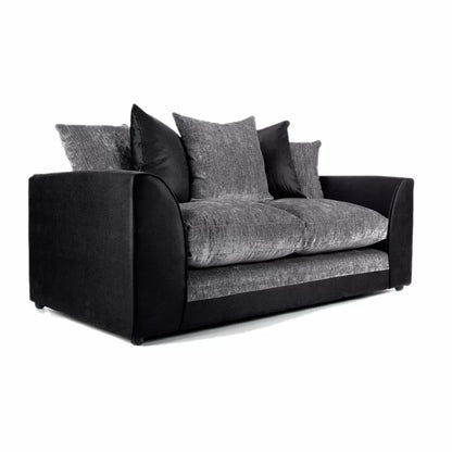 Aruba Black and Grey Fabric 3 Seater Sofa