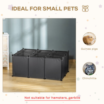 PawHut Pet Playpen with Door, Guinea Pigs Metal Mesh Cage with Mallet, Grey