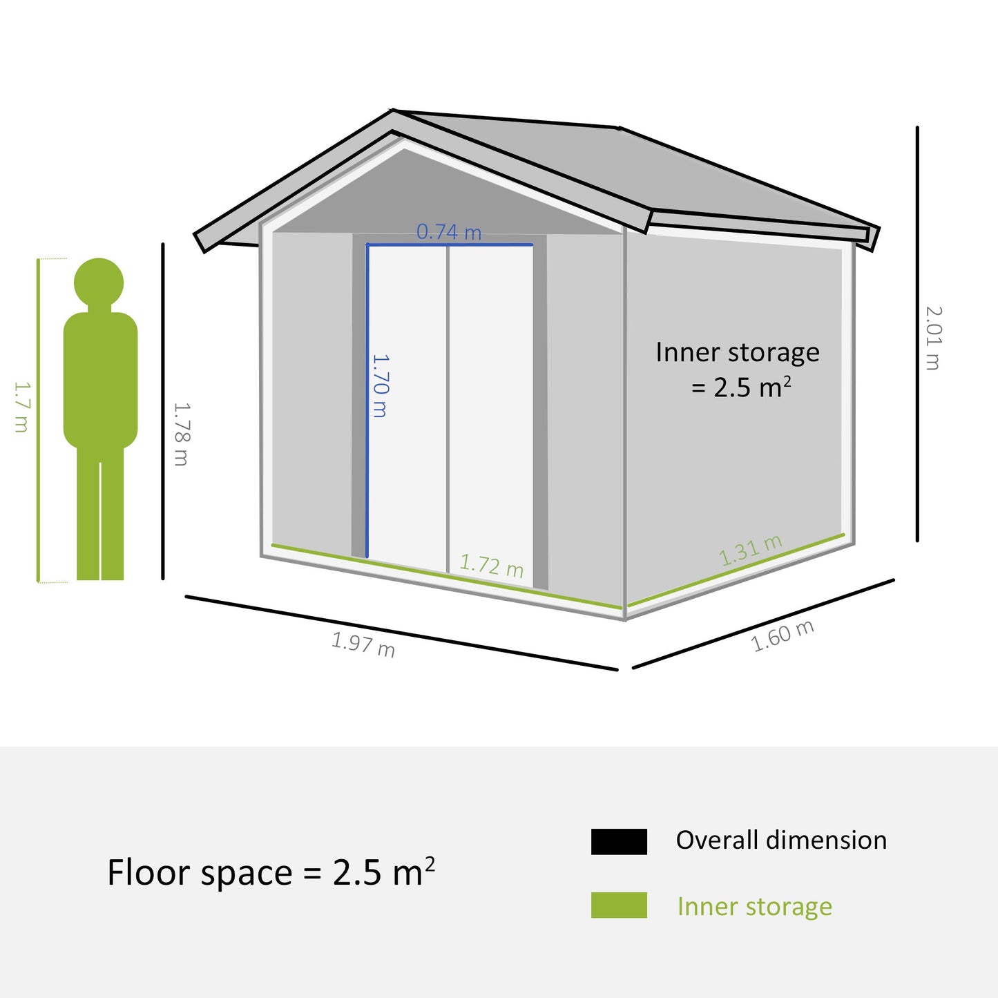 Outsunny 6 x 5 ft Garden Storage Shed Apex Store for Gardening Tool with Foundation and Ventilation, Brown