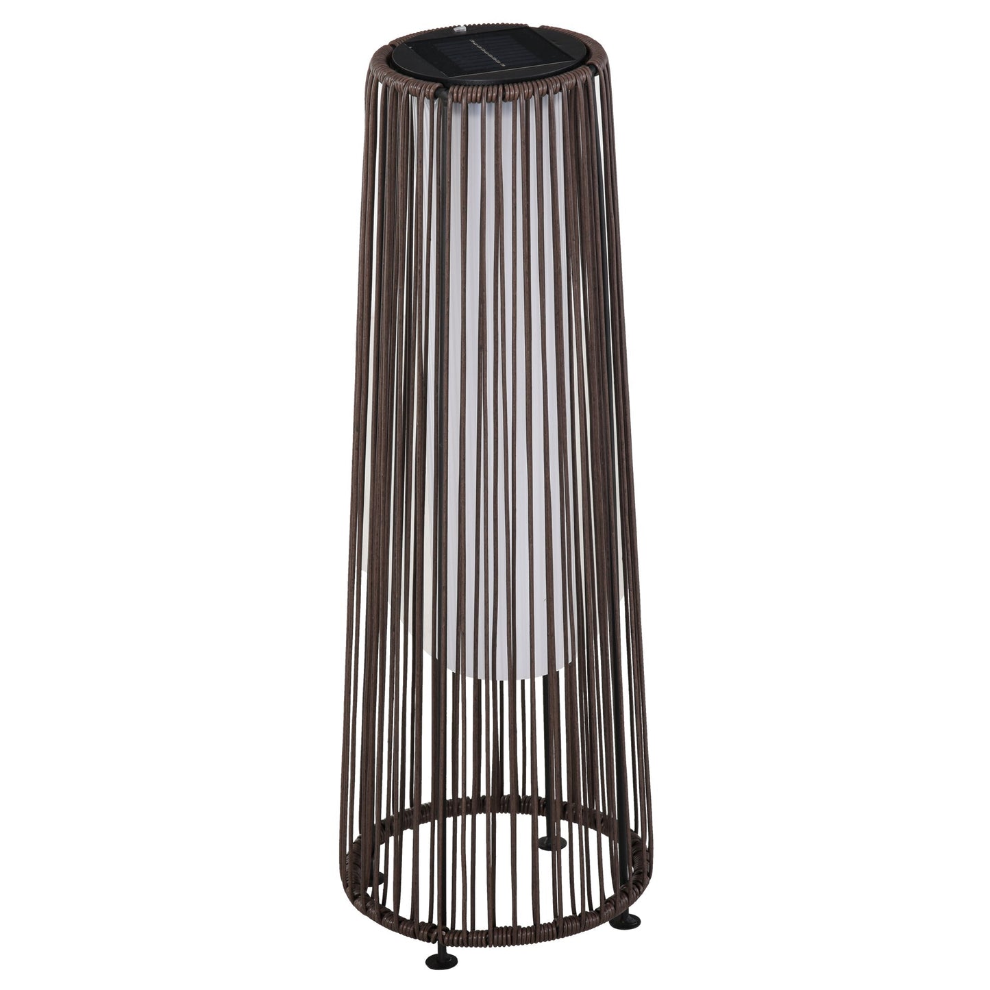 Outsunny Patio Garden PE Rattan Solar Lights Woven Resin Wicker Lantern Auto On/Off Solar Powered Lights, Brown