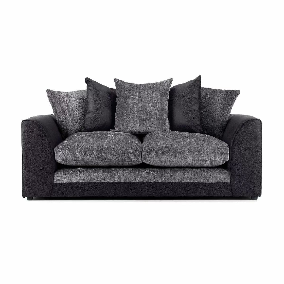 Dylan Chenille Fabric Corner Sofa in Black and Grey