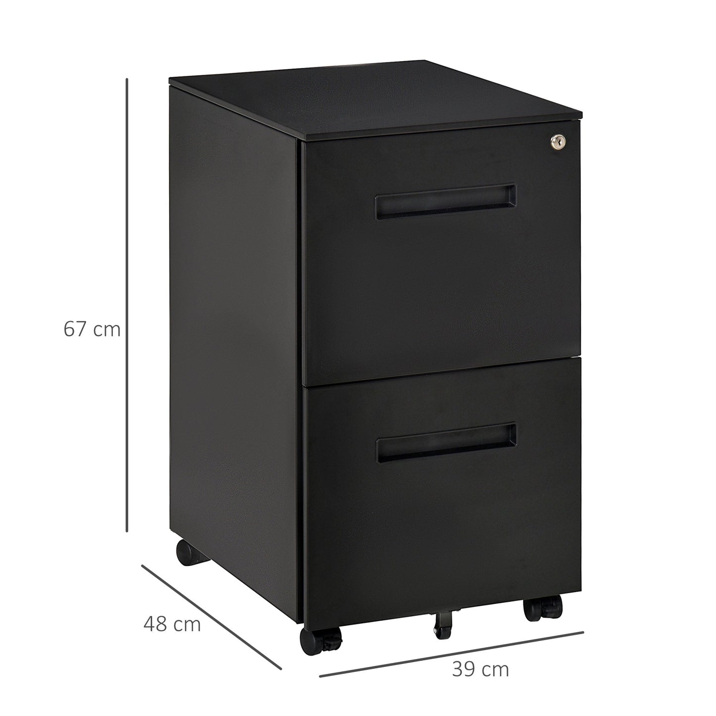 Vinsetto Mobile File Cabinet Vertical Home Office Organizer Filing Furniture with Adjustable Partition for A4 Letter Size, Lockable, Black