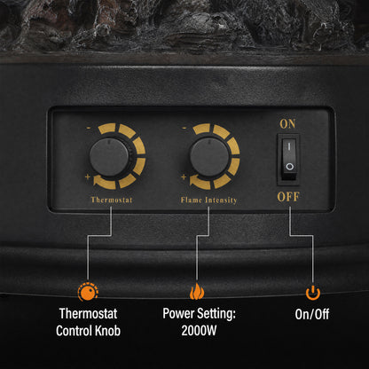 HOMCOM Electric Fireplace Stove, Freestanding Electric Fire Heater with Realistic LED Flame, 2000W, Black
