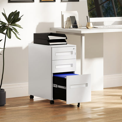 Vinsetto Three-Drawer Steel Filing Cabinet - White