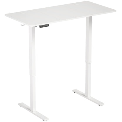 HOMCOM Standing Desk Memory Control Height Adjustable Desk 2 Cable Holes LED Display Sit Stand Desk White