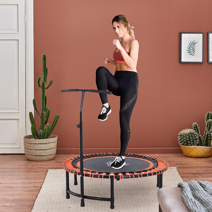 HOMCOM Round Mini Trampoline Exercise Bungee Rebounder Adjustable Handle Bar