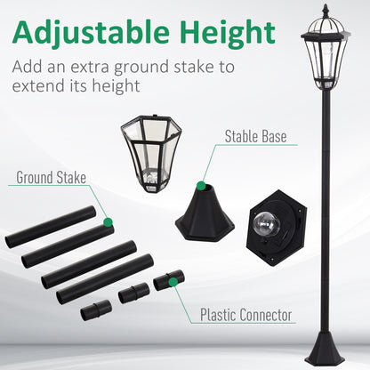 Outsunny 2 szt. 1,3 m Lampa ogrodowa solarna LED zasilana energią słoneczną Latarnia na patio, ścieżka, chodnik, wodoodporna, automatyczny przełącznik, 6 godzin, czarna