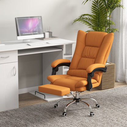 Vinsetto Office Chair, Ergonomic Desk Chair with 4-Point Vibration Massage and Lumbar Heating, PU Leather Computer Chair with 135¡ Reclining Back and Footrest, Orange