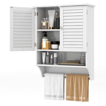 Bathroom Wall Cabinet with 2 Doors and 3-Position Adjustable Shelf-White