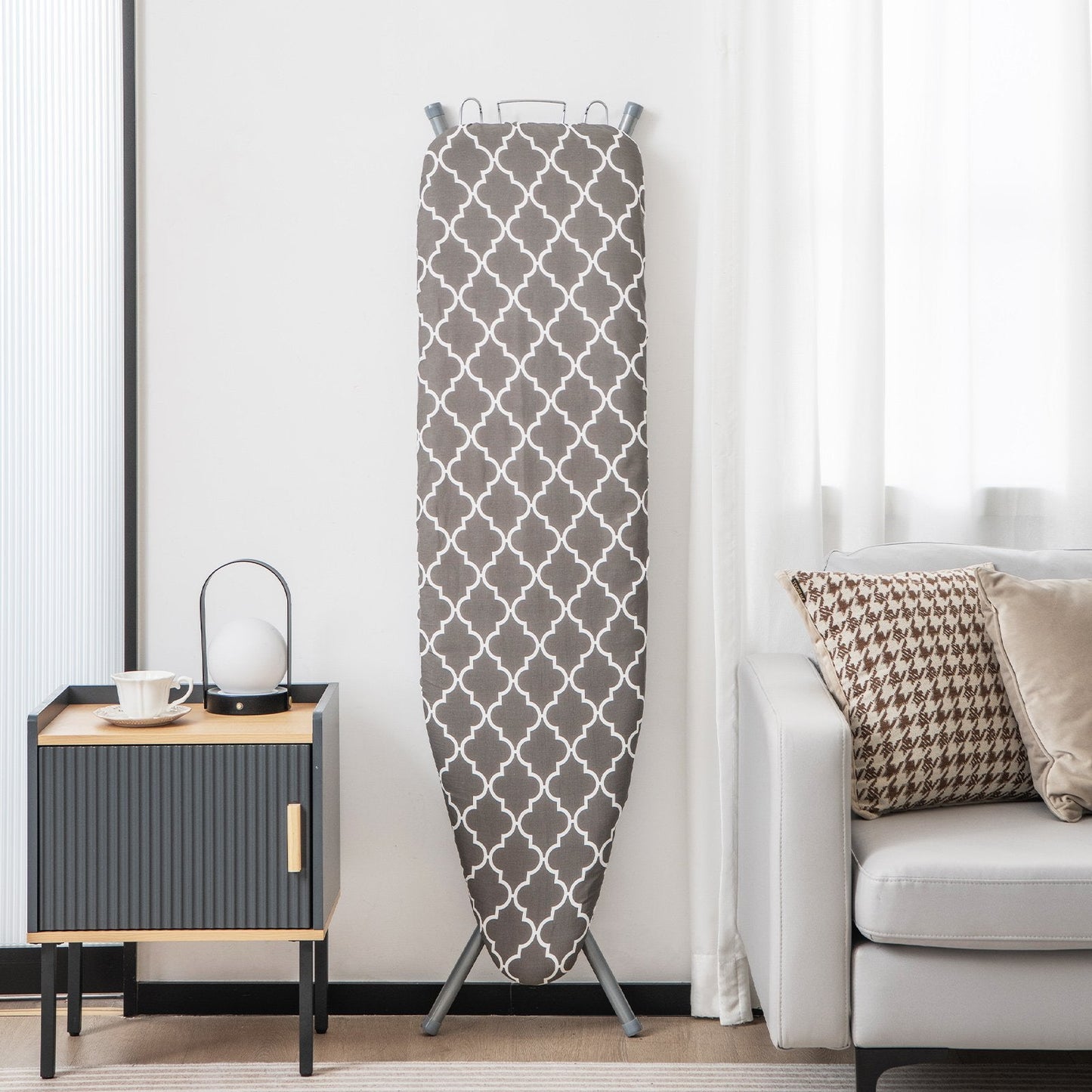 154 x 36cm Folding Ironing Board with Extra Cotton Cover-Grey