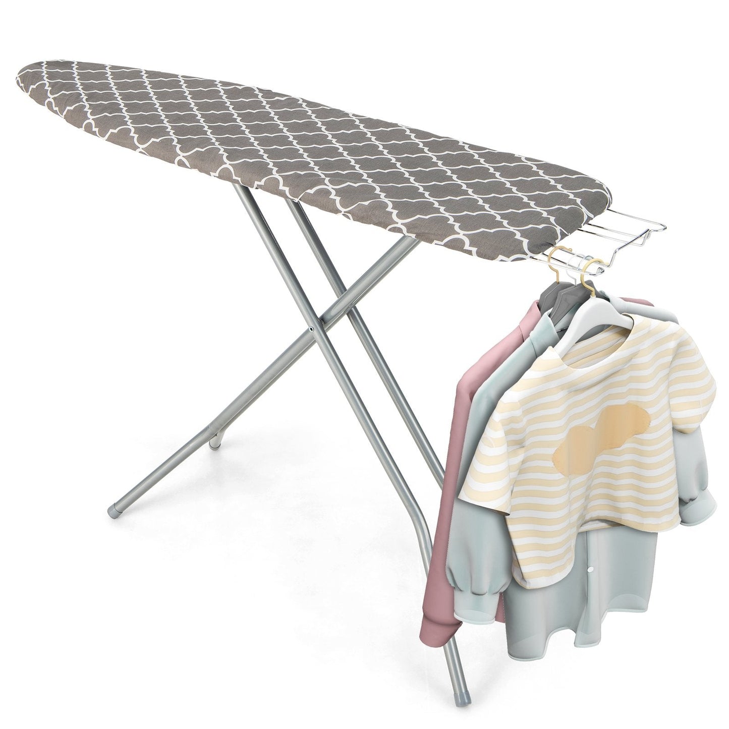 154 x 36cm Folding Ironing Board with Extra Cotton Cover-Grey