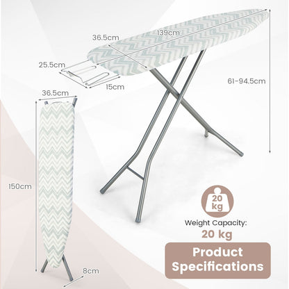 154 x 36cm Folding Ironing Board with Extra Cotton Cover-White