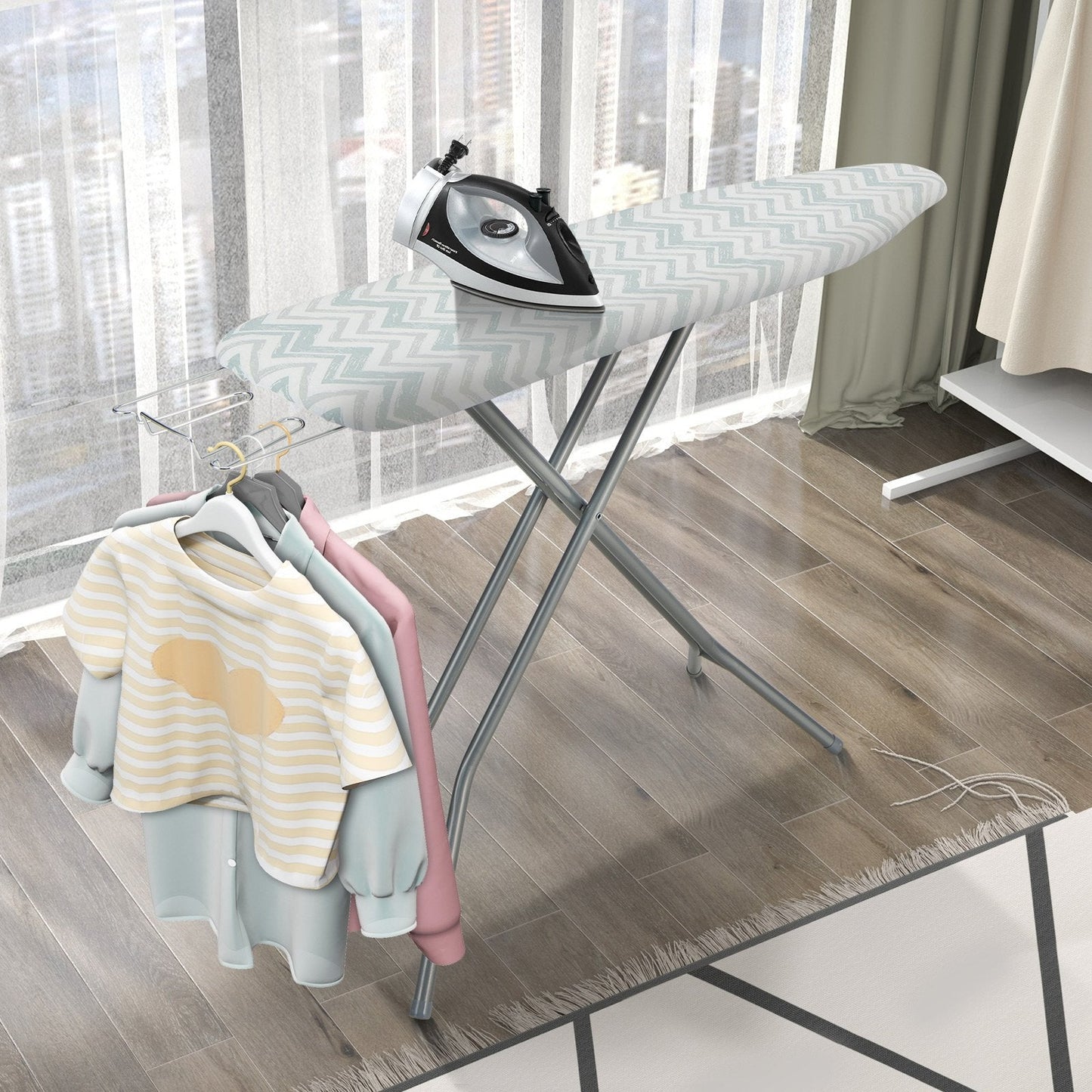 154 x 36cm Folding Ironing Board with Extra Cotton Cover-White