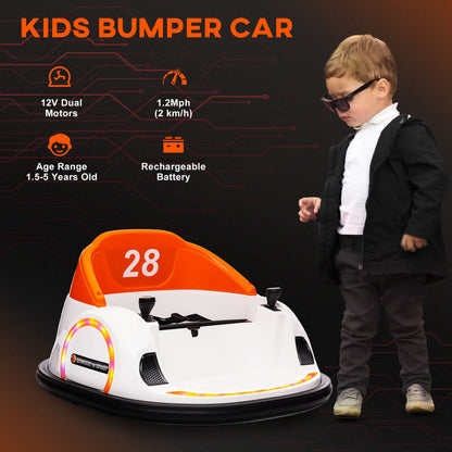 AIYAPLAY 360¡ Rotation Kids Bumper Car, 12V Waltzer Car with Remote Control, Dual Joysticks, Music Lights - Orange