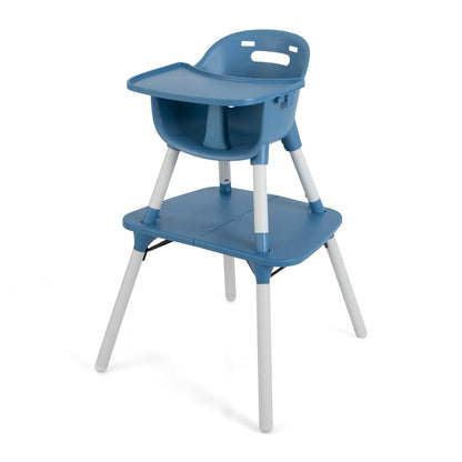 convertible Baby High Chair with 2-Position Removable Tray-Blue