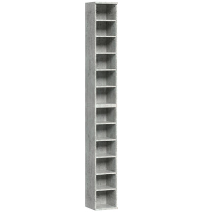 HOMCOM Set of 2 CD Media Display Shelf Unit Tower Rack with Adjustable Shelves, Cement Grey