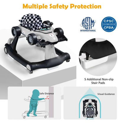 4-in-1 Baby Push Walker with Adjustable Height and Speed-Grey