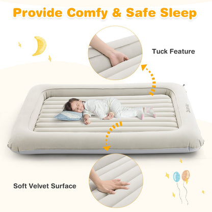 Inflatable Toddler Travel Bed with Electric Pump for Kids Room Bedroom-Grey