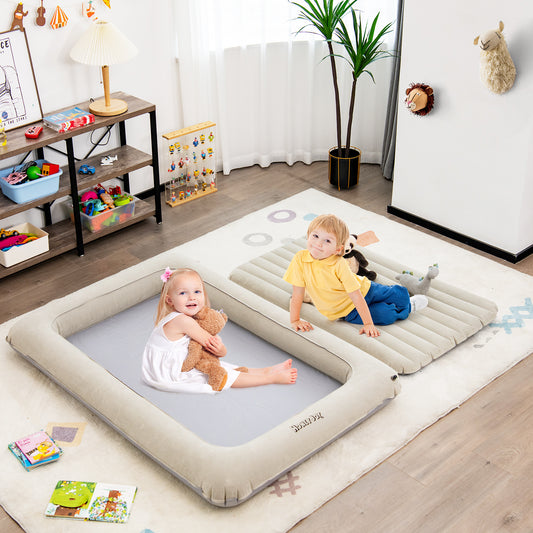 Inflatable Toddler Travel Bed with Electric Pump for Kids Room Bedroom-Grey