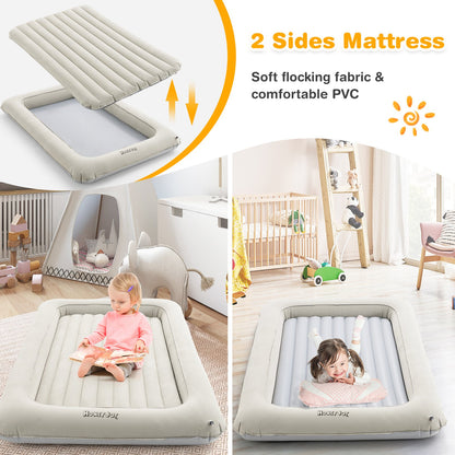 Inflatable Toddler Travel Bed with Electric Pump for Kids Room Bedroom-Grey