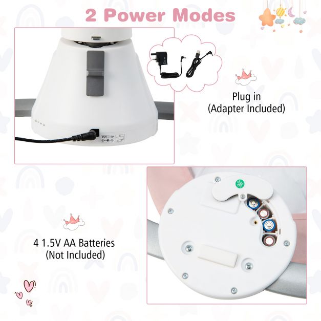 Baby Bouncer with 5 Swing Speeds and Built-in 17 Music for Newborn-Pink