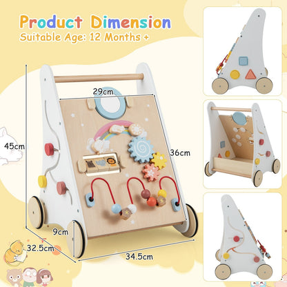 7 in 1 Baby Wooden Baby Walker for 1+ Year Old-White