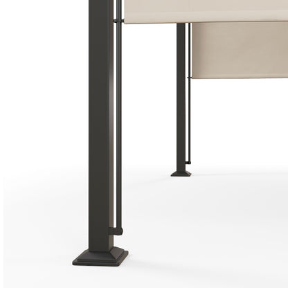 Outsunny 3 x 3(m) Pergola zewnętrzna, ogrodowa pergola z regulowanym zadaszeniem, beżowa
