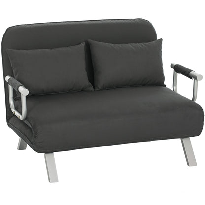HOMCOM Two-Seater Click-Clack Sofa Bed - Charcoal Grey