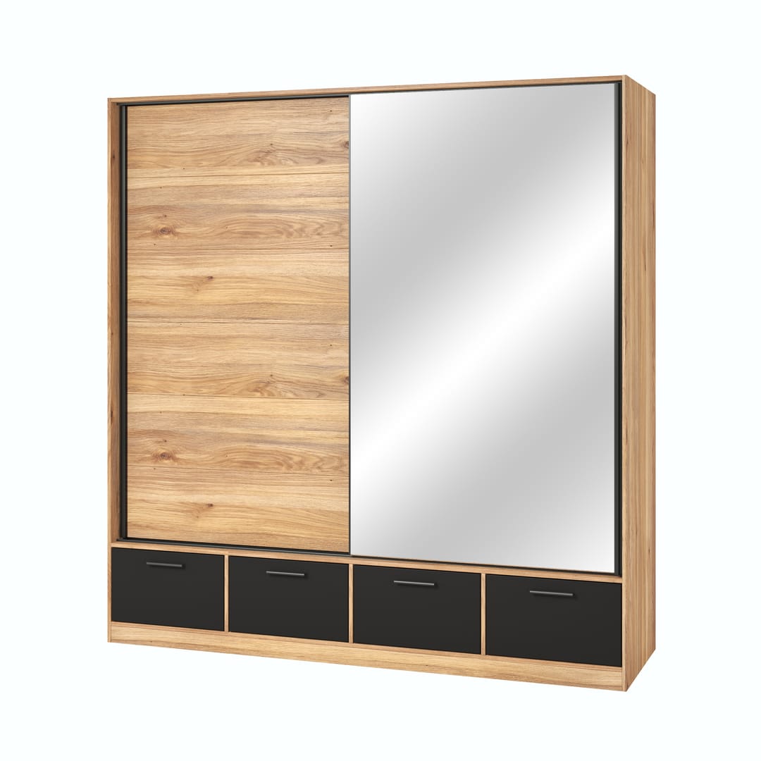 Beta Sliding Door Wardrobe 200cm [Oak Mauvella]