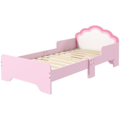 ZONEKIZ Toddler Bed Frame, Princess Bed for Kids, Cloud Design, 143 x 74 x 55 cm, Pink