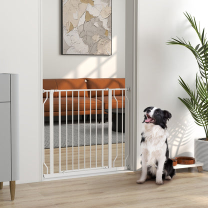 PawHut Wide Dog Safety Gate, with Door Pressure, for Doorways, Hallways, Staircases - White
