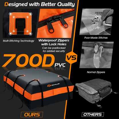 560L Rooftop Cargo Carrier Waterproof Car Roof Bag for All Vehicles-Orange