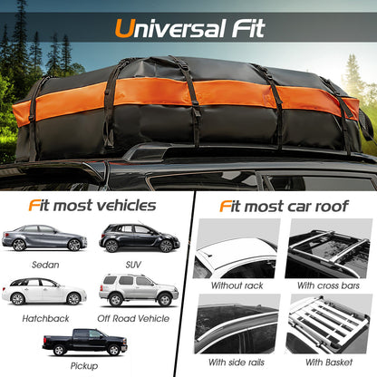 560L Rooftop Cargo Carrier Waterproof Car Roof Bag for All Vehicles-Orange