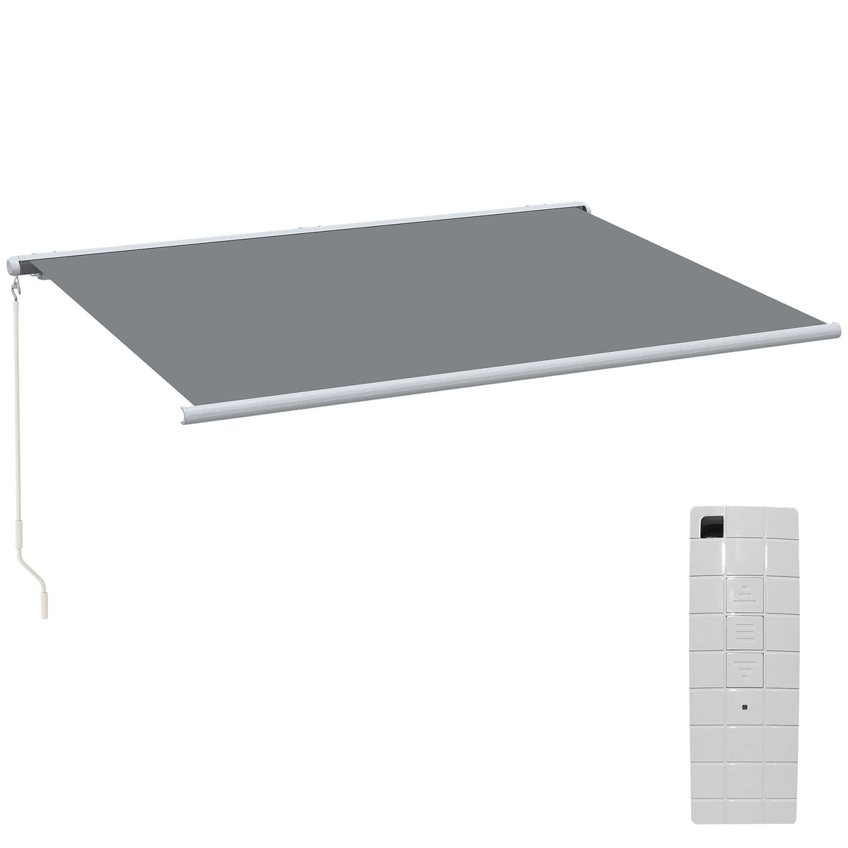 Outsunny 4x3m Full Cassette Electric/Manual Retractable Awning with Remote Controller, Sun Canopies for Patio Door Window with Remote Controller, Grey