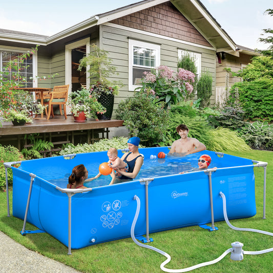 Outsunny Steel Frame Pool with Filter Pump in Blue, image 2