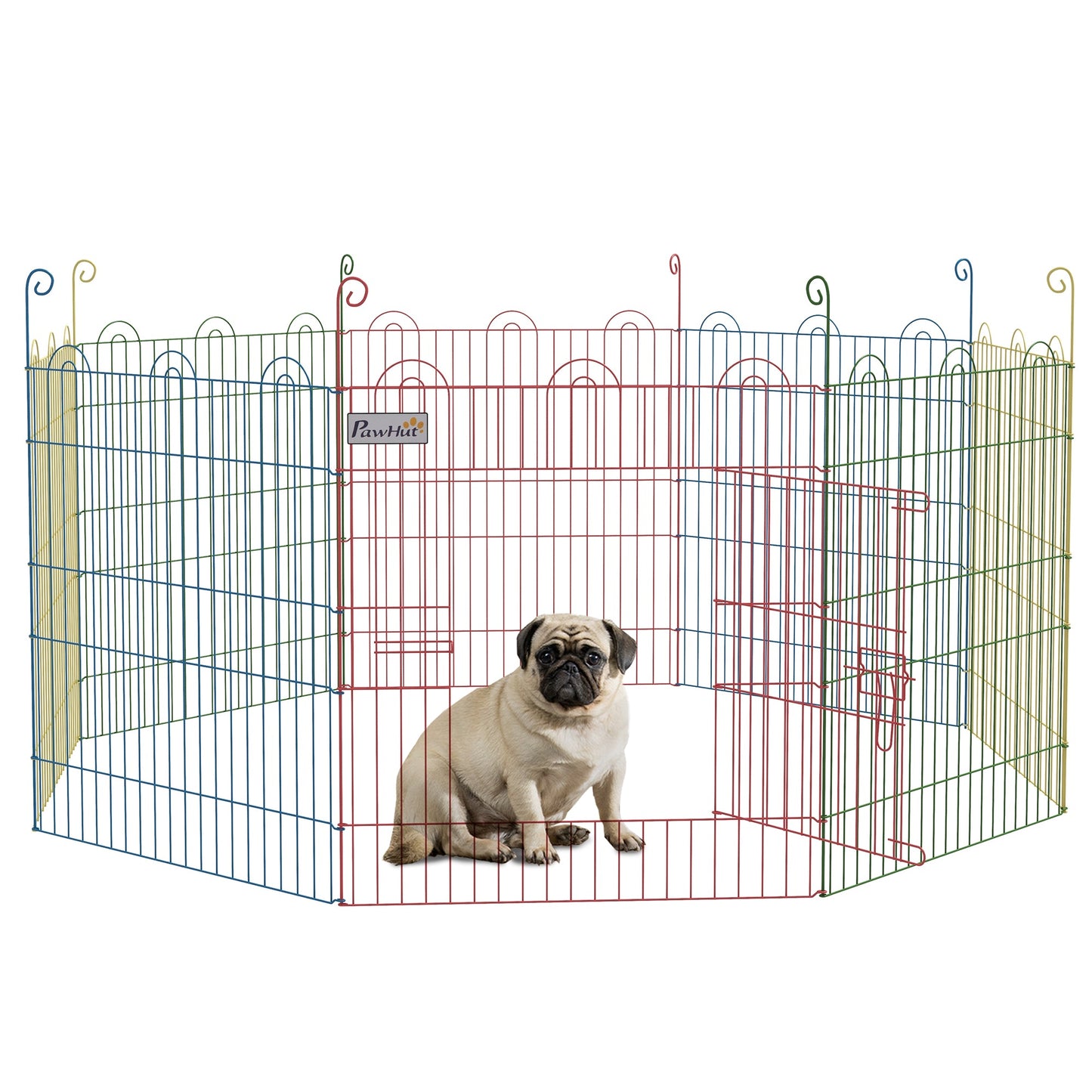 PawHut Pet Playpen Crate, with Eight Panels, Door, for Indoors and Outdoors, 60H x _156cm