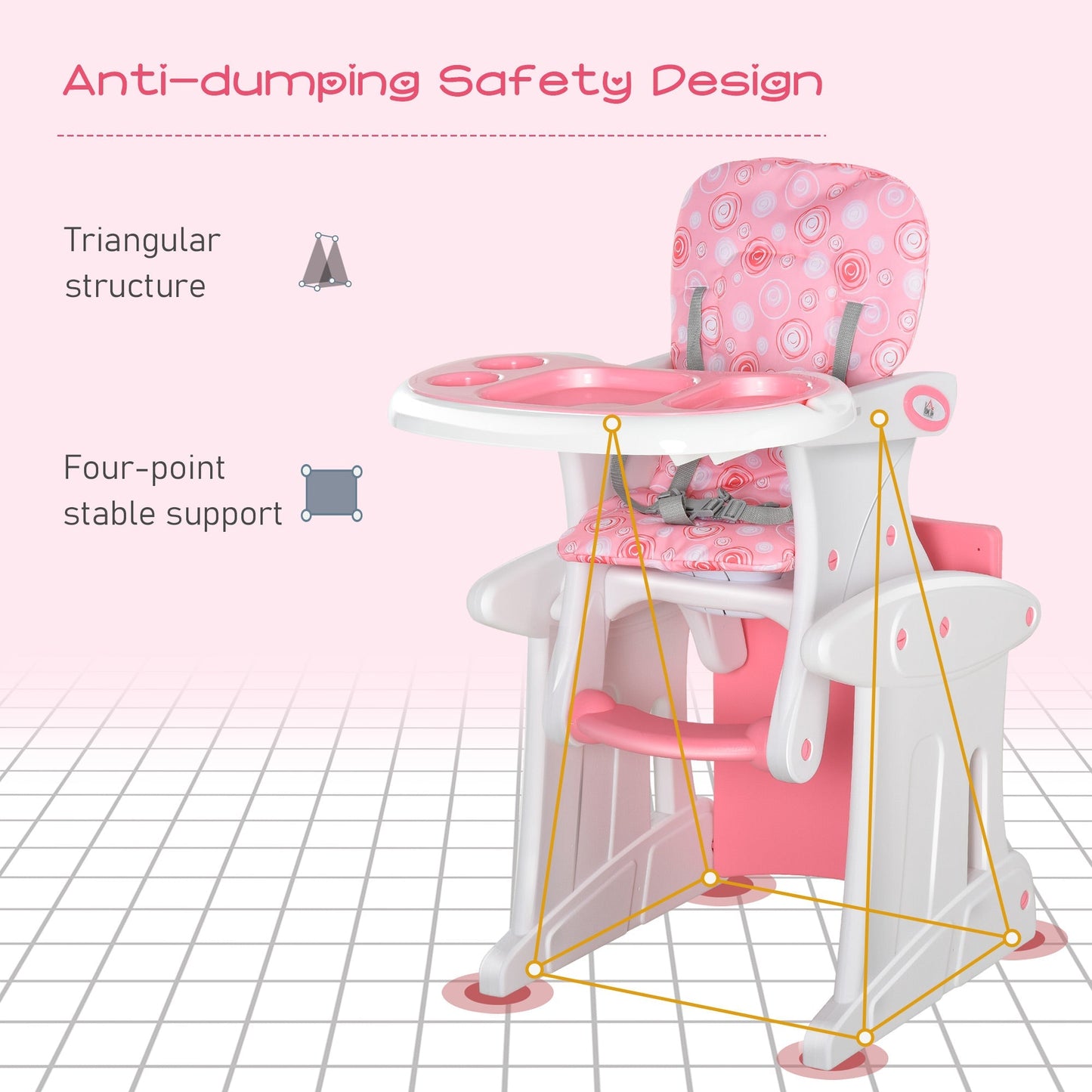 3-in-1 Baby Booster High Chair Seat Pink