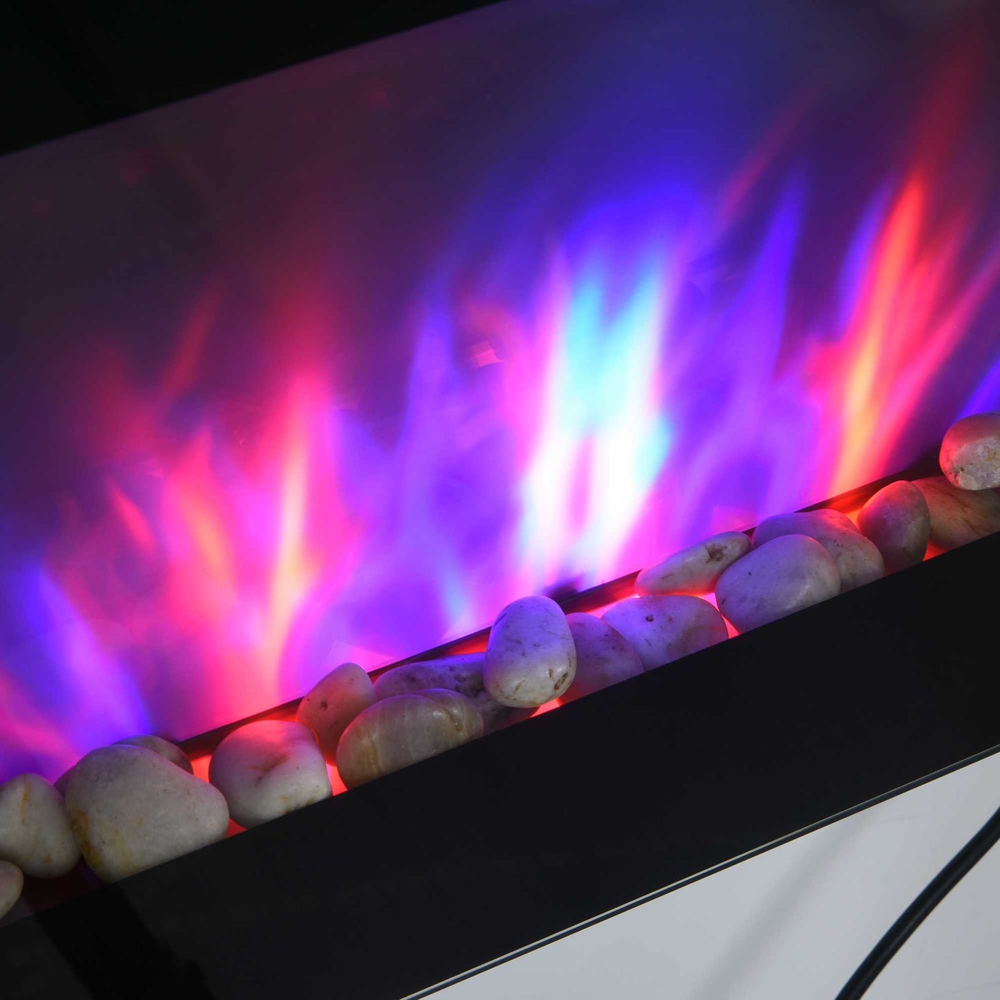 HOMCOM 1000W/2000W Electric Wall Fireplace w/ LED Flame Effect Timer Remote Sleek Stylish Safe Home Heating 20-25_