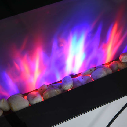 HOMCOM 1000W/2000W Electric Wall Fireplace w/ LED Flame Effect Timer Remote Sleek Stylish Safe Home Heating 20-25_
