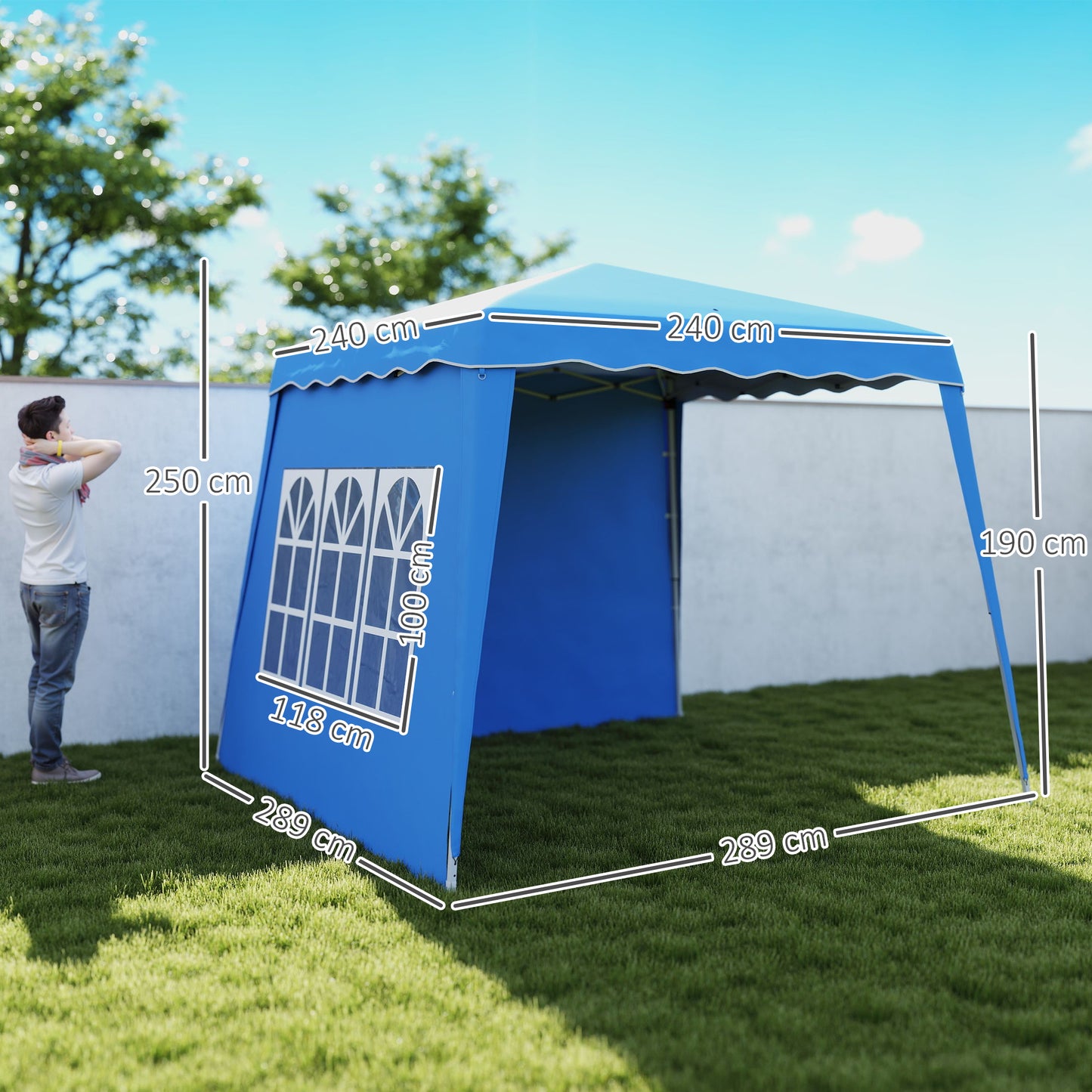 Outsunny 2,4 x 2,4 m Dwuścienna altana typu pop-up - niebieska