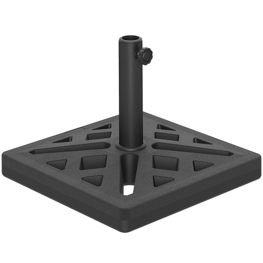 Outsunny Garden Parasol Base, 15 kg HDPE Outdoor Parasol Stand Stojak na parasol z wyciętym wzorem, podstawa parasola słonecznego do słupków 32, 38, 48 mm, czarny